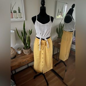 Yellow Boho Skirt With Buttons Size Small